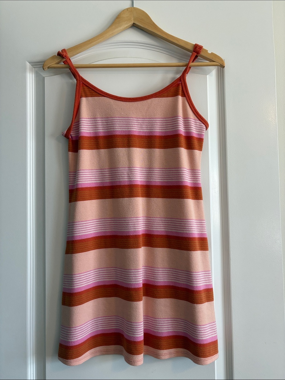 American Eagle Striped Knit Tank - Pink & Rust Orange
